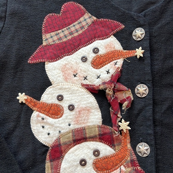 Scrap Works - XL, black snowman appliquéd sweatshirt jacket - Picture 5 of 10